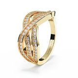 Diamond-set ashes yellow gold memorial ring viewed from the side