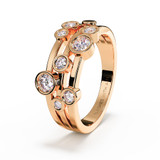 Rose Gold Solid Ring with Scattered Multi Diamonds with Ashes or Hair