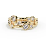 Ashes Cremation Memorial Scatter Raindrop Crystal Ring in Solid Yellow Gold