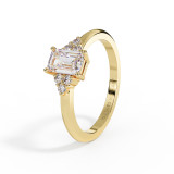 18ct yellow gold emerald cut ashes crystals side stone detailing