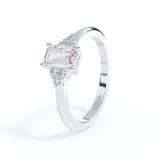 sterling silver crystal CZ ashes ring with emerald cut stones and cluster side detail