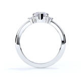 Side Set Accent Trilogy Heart CZ Crystal Memorial Ring in Platinum
