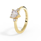 Heart Crystal Ashes Ring with Side Accent CZ in Yellow Gold