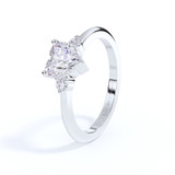 Crystal CZ Side Set Heart Trilogy Ring in White Gold for Ashes