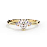 Solid 18ct Yellow Gold CZ Crystal Heart Trilogy Ring with Ashes or Hair