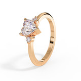 Trilogy Accent CZ Ashes Heart And Side Set Stone Rose Ring