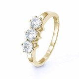 Yellow Gold Three Crystal Ashes Stone Memorial Ring