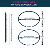 Size Chart for Memorial Torque Ball Bangle for Cremation Ashes or Hair