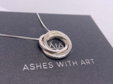 Cremation Ashes in Silver Russian Ring Interlocking Hoops Necklace