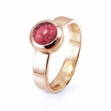 Visible Ashes in Pink Glass Gemstone in Rose Gold Memorial Ring