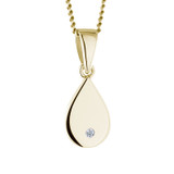 Yellow Gold Memorial Tear Drop Pear-Shaped Pendant With Diamond and Ashes