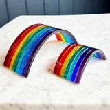 Fused Glass Rainbow Bridge With Ashes Art Memorial