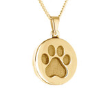 gold paw print ashes necklace