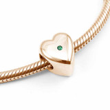 rose gold ashes heart charm with emeralds