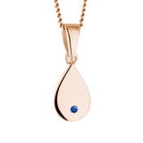 blue sapphire rose gold tear drop pendant with ashes