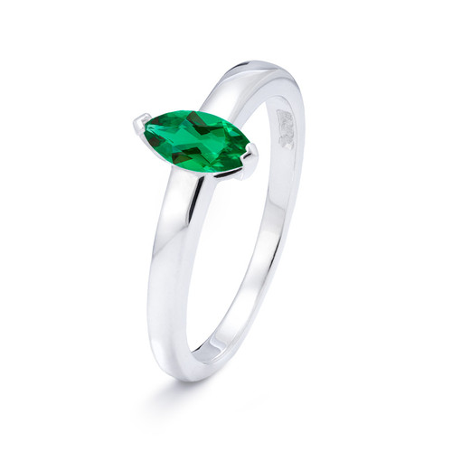 emerald marquise cut ring in white gold