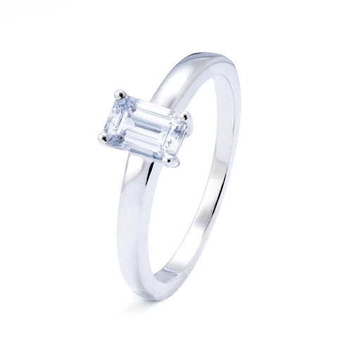 Emerald cut cubic zirconia ashes and hair ring
