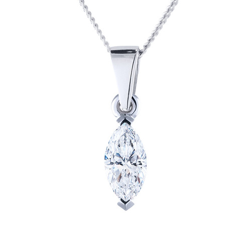 marquise cut diamond pendant in white gold