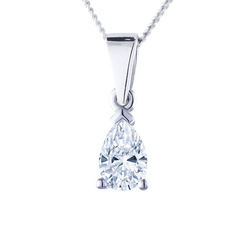 silver pear shaped ashes pendant with diamond