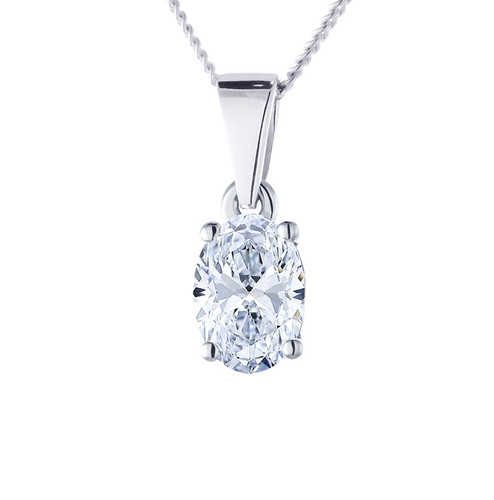 Ashes Oval Cubic Zirconia Necklace in Silver