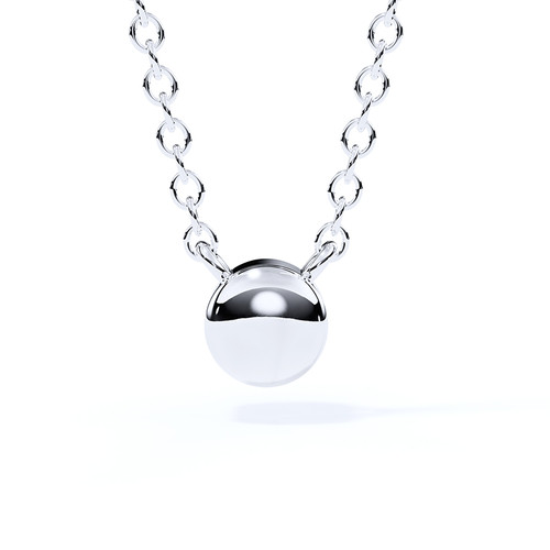 Back view of the rubover diamond necklace with a smooth silver finish.