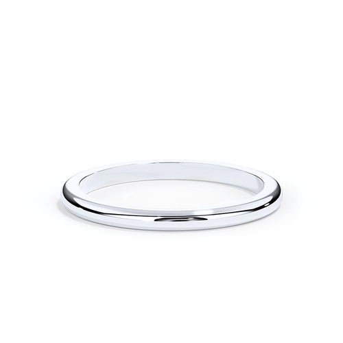 White Gold D-Shaped Ashes Memorial Stacking Ring