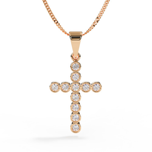 Cremation Ashes Memorial Cross with Diamonds in 9ct Rose Gold