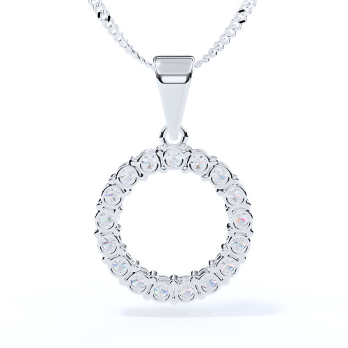 Diamond Open Halo Ashes Chamber Pendant in White Gold Back View