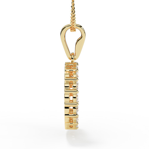 Side View of Yellow Gold Diamond Halo Pendant for Ashes