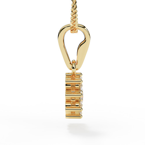 Side View of Diamond Flower Pendant in Yellow Gold