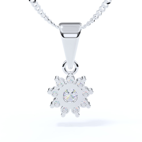 White Gold Back View of Diamond Flower Ashes Pendant