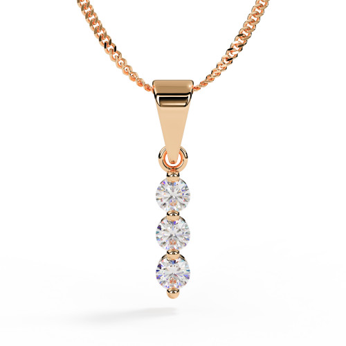 Diamond Ashes Pendant in Rose Gold Mini Drop Design with Three Diamonds