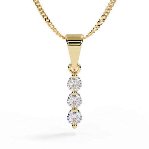 Yellow Gold Ashes Cremation Pendant with Three Diamond Drop Design