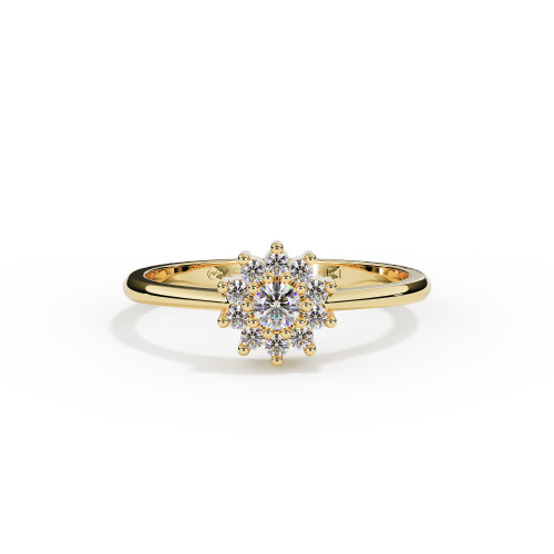 Yellow Gold Flower Diamond Ashes Ring