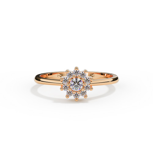 Diamond Flower Cluster Rose Gold Ashes Memorial Ring