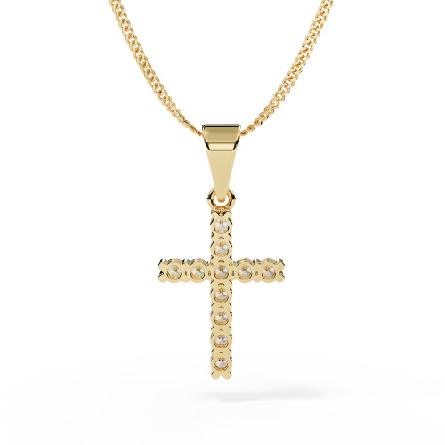 Diamond Ashes Memorial Cross Pendant in Yellow Gold
