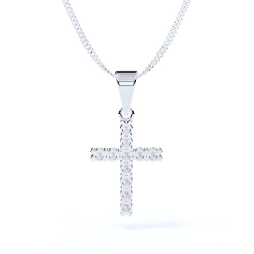Claw Set Diamond Cross Ashes Pendant in Sterling Silver