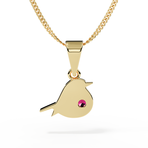 Robin Memorial Pendant with Ashes Ruby in Yellow Gold