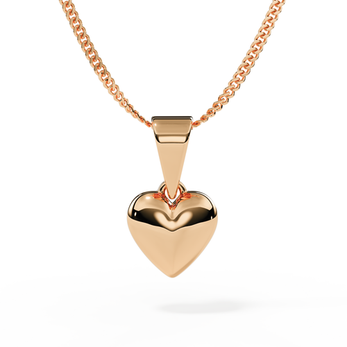 ashes or hair domed bubble heart necklace in rose gold