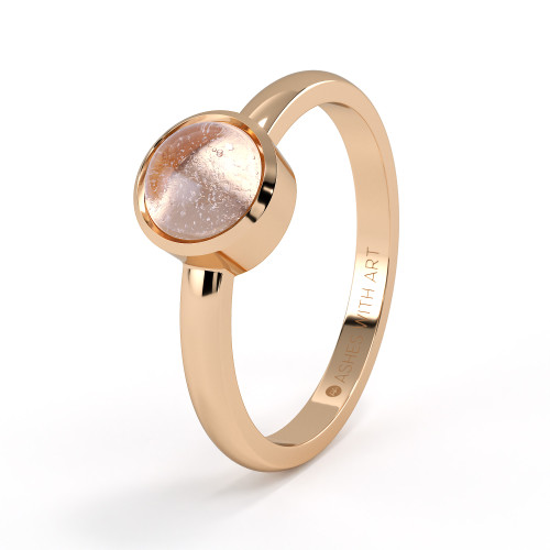 rose gold memorial ring with clear ashes gemstone