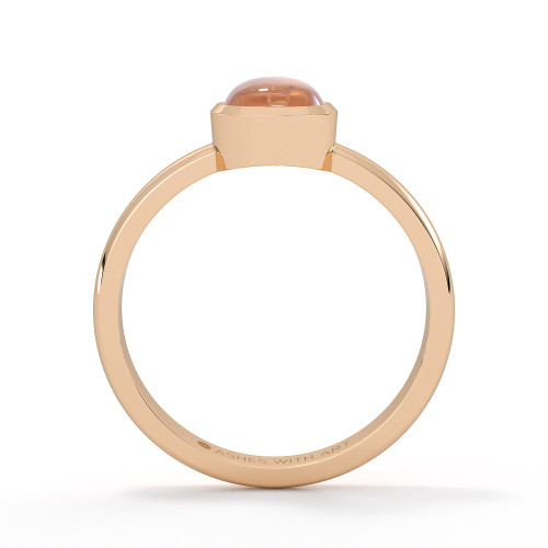 no resin ashes memorial ring with clear fused glass gemstone in rose gold