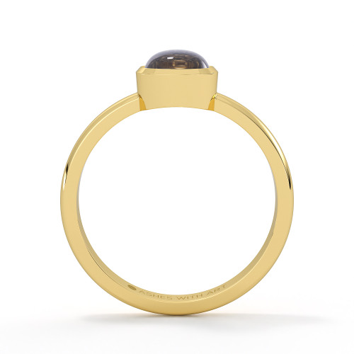 18ct yellow gold glass ashes ring with black stone