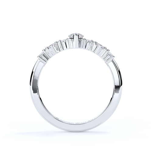 Silver Marquise and Round Cut Diamond Cremation Ring