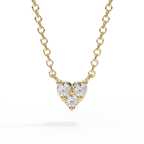 yellow gold ashes or hair trio diamond heart necklace
