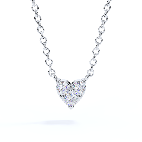Three stone diamond mini heart memorial pendant for cremation ashes