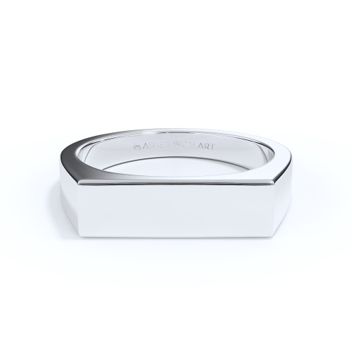 solid platinum men's bar rectangular signet memorial ring