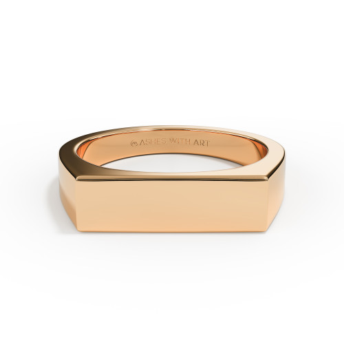 memorial cremation ashes rectangle signet ring in 9ct rose gold