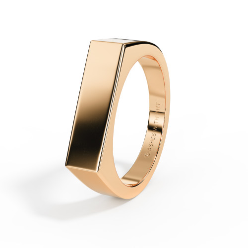 solid rose gold for men signet rectangle ring with space for ashes