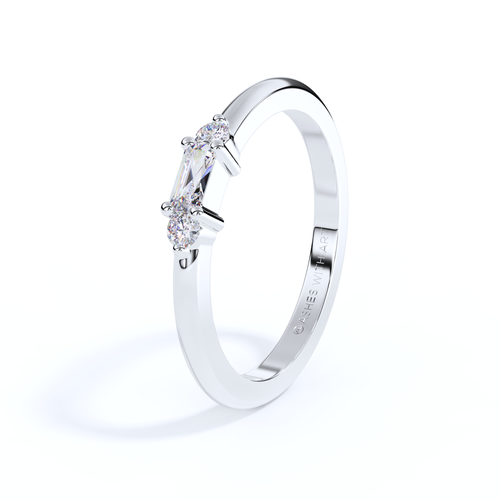 White Gold Baguette Cut Diamond Ashes Ring