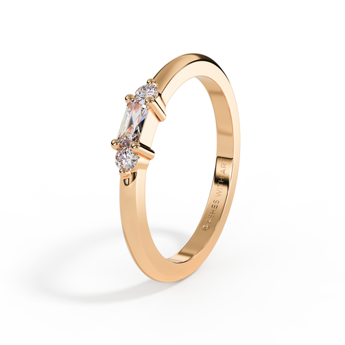 Baguette Ring in Rose Gold with secrets chamber for ashes or hair
